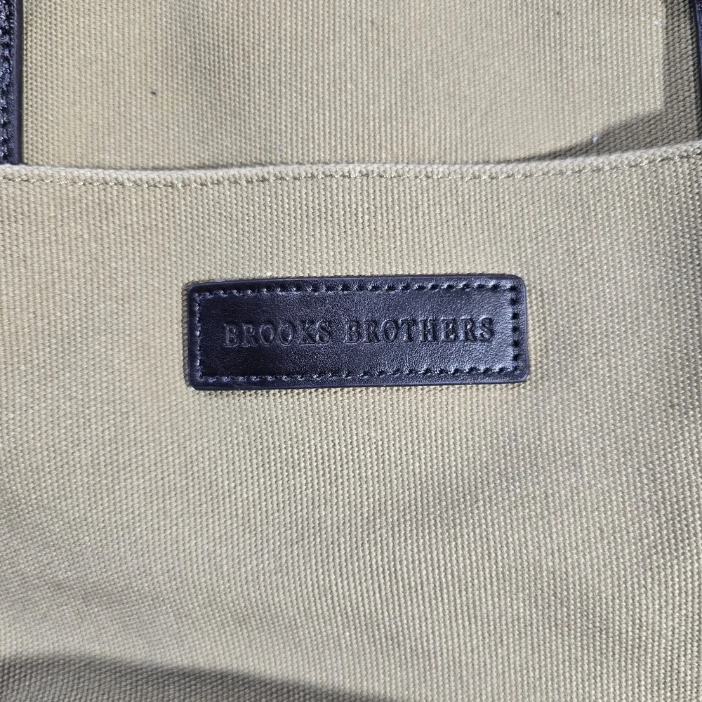 Brooks‎ Brothers Canvas Leather Tan Shoulder Strap office / Travel Bag brown